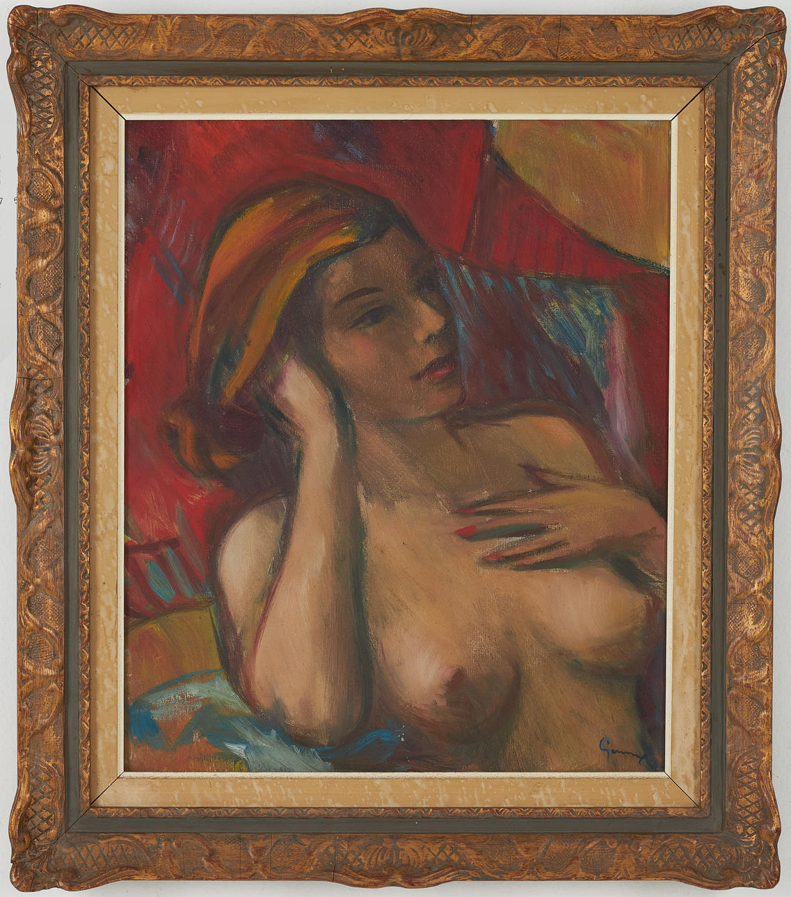 CARL GUNNE. Nude study, oil on canvas, signed.