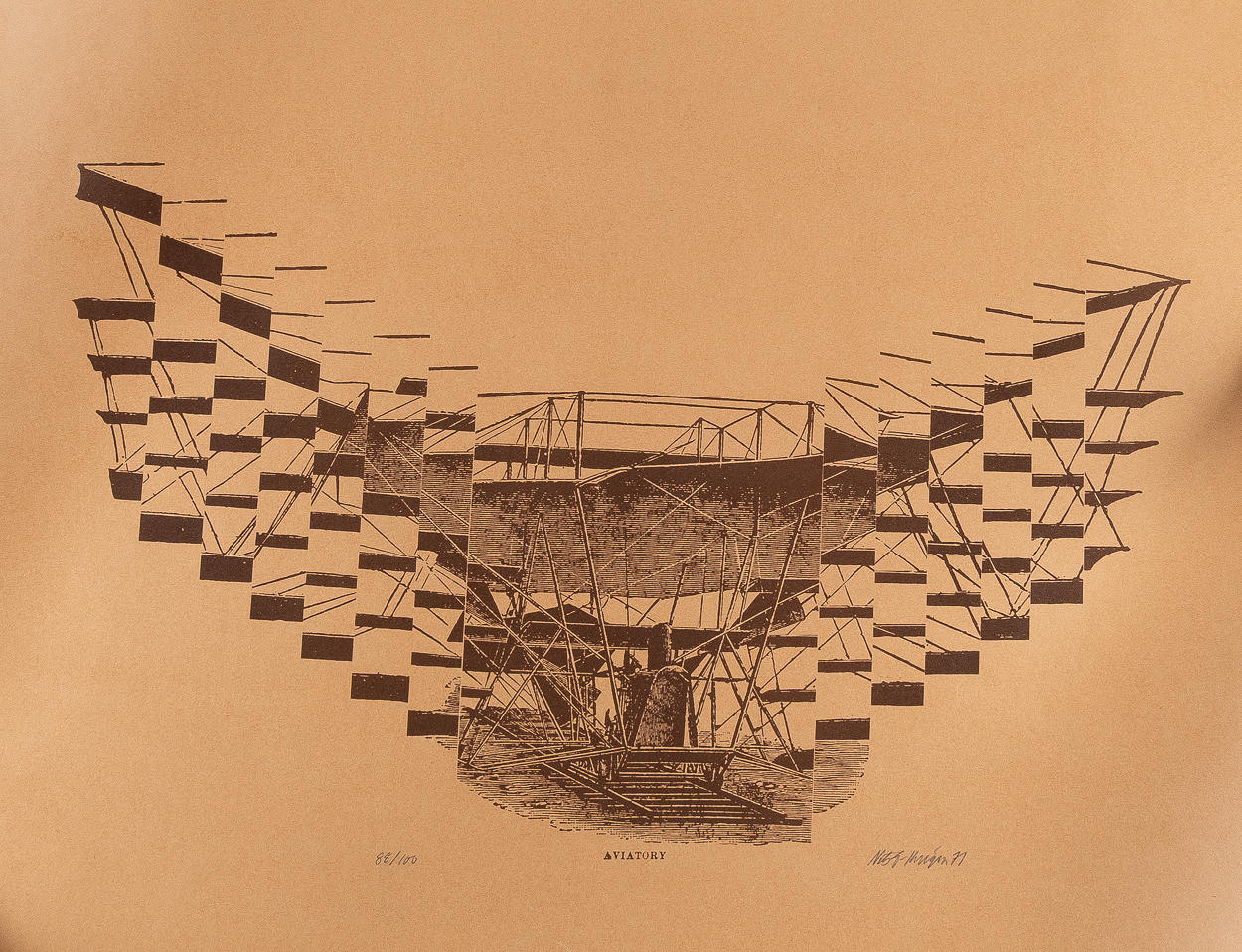 OIDENTIFIERAD KONSTNÄR. A set of 13 lithographs, “Aviatory”, signed and numbered.