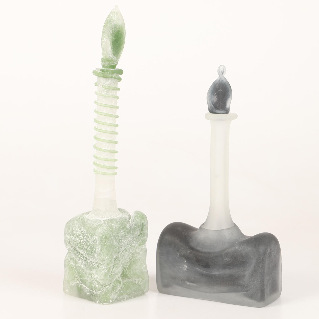 Ein Satz von 2 Glaskaraffen, Borowski Glasstudio.