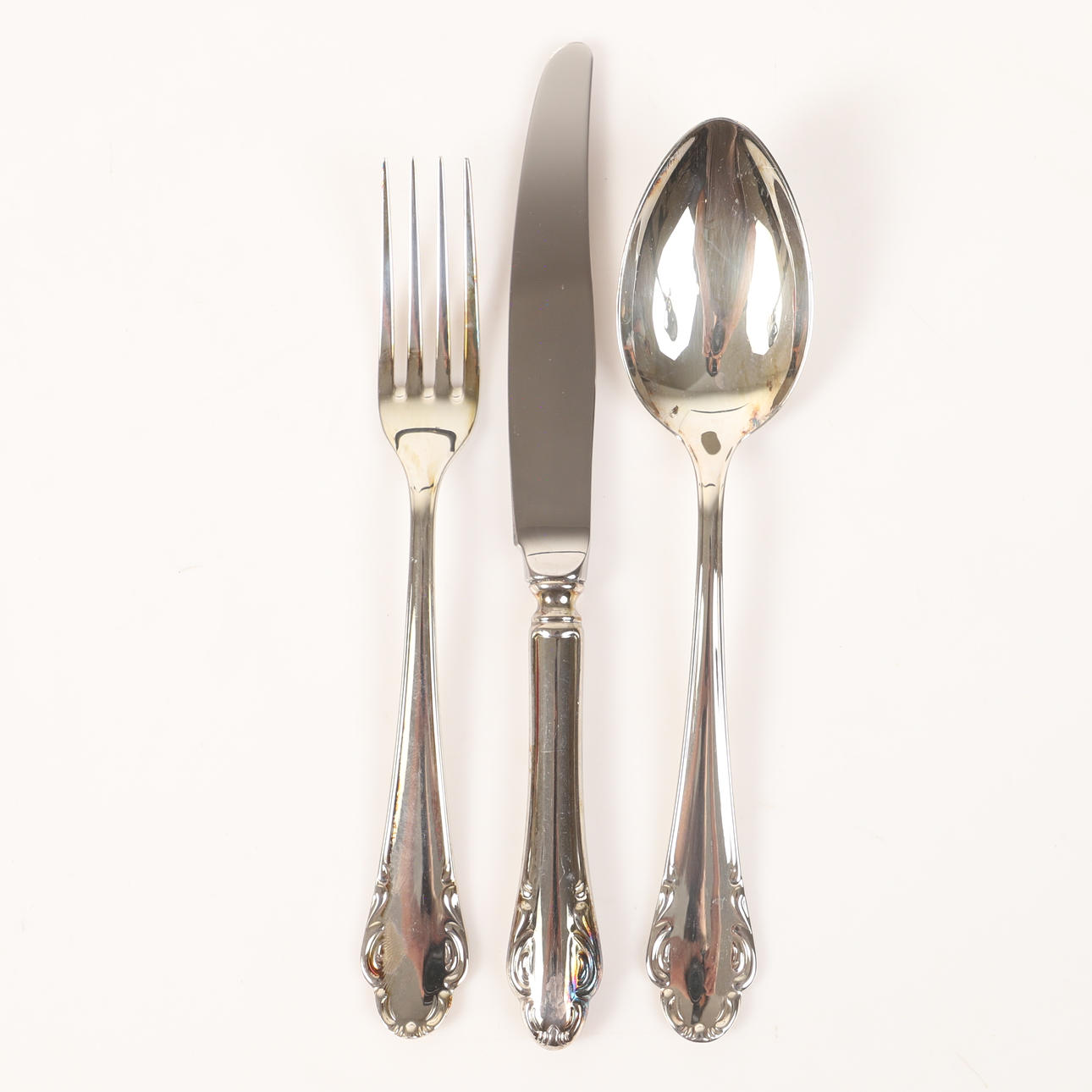 Bestik, 12 stk., „Haga“, nysølv.