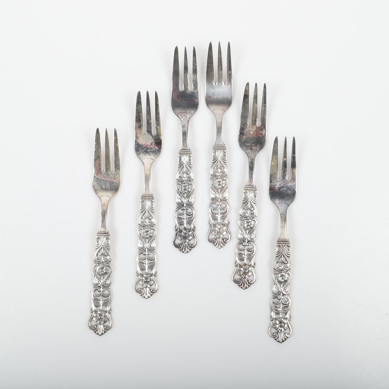 CAKE FORKS, 6 pieces, “Florentina”, silver.