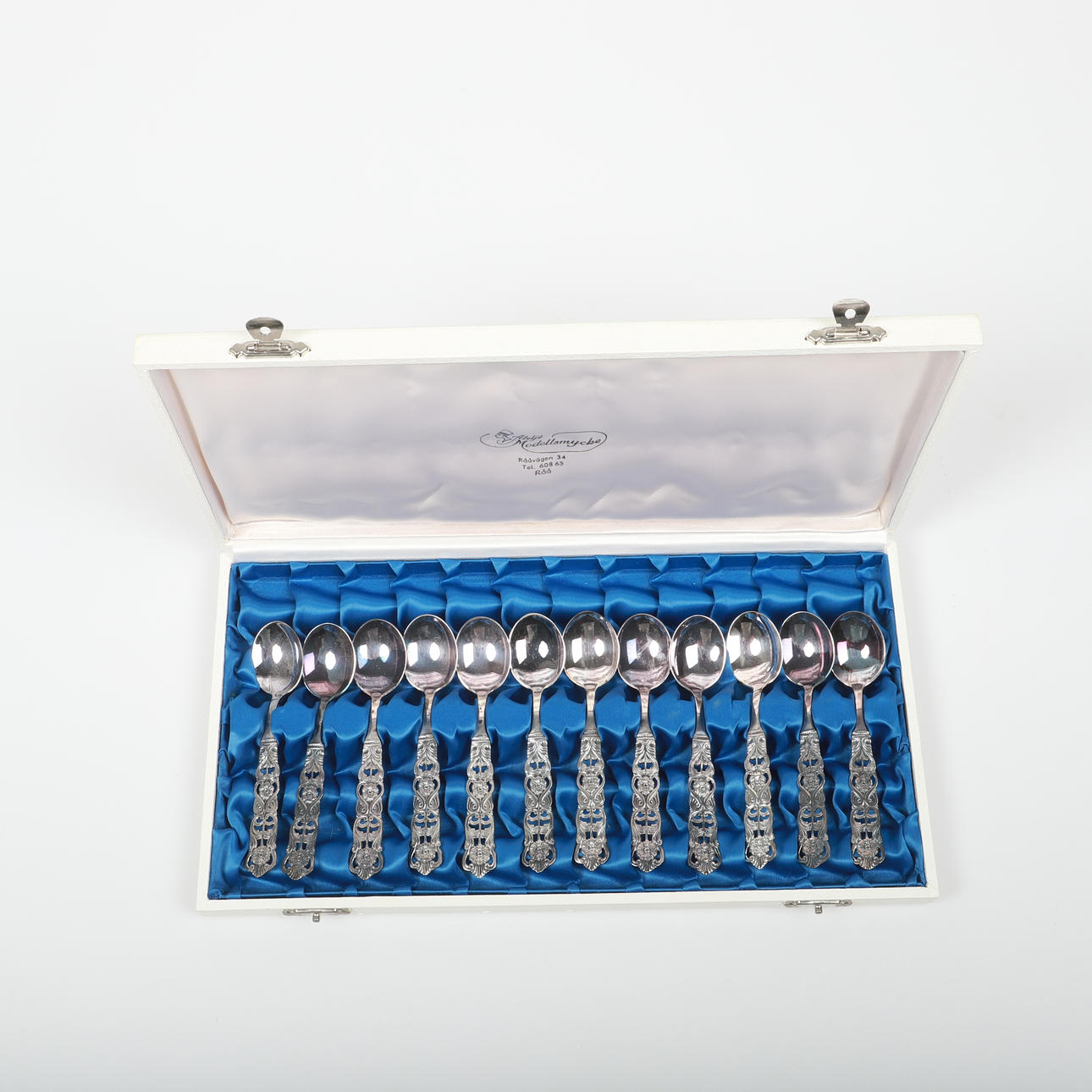 WILDLEDERLÖFFEL, 12 Stück, „Florentina“, silber.