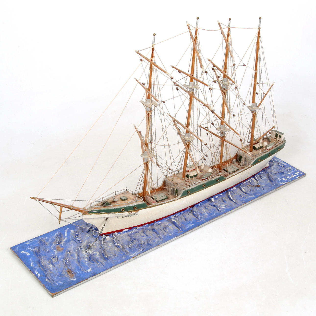 MODELLFARTYG, 4-mastade segelfartyget Albertina, 1900-tal.