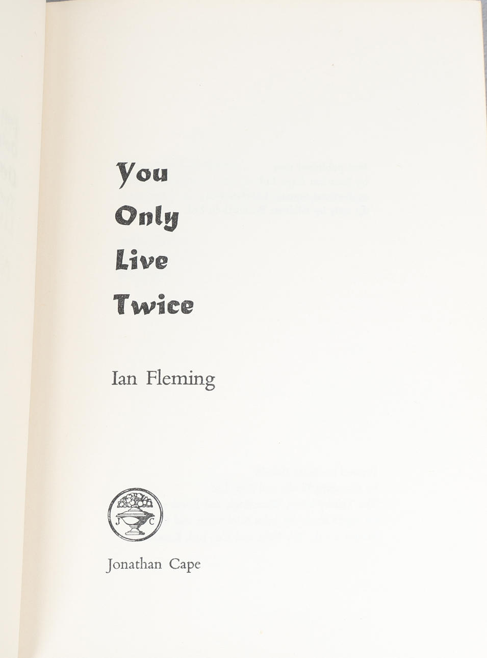 IAN FLEMING, YOU ONLY LIVE TWICE, FIRST EDITION, PUBLISHED 1964.