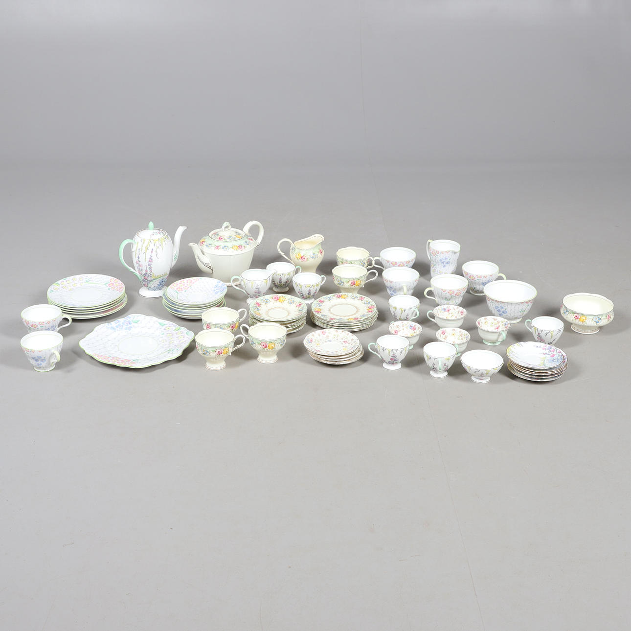 TWO FOLEY CHINA PART TEA SETS.