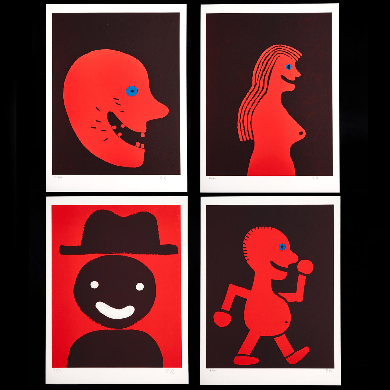 ROGER RISBERG (Sweden, 1956-2011), “FOUR LITHOGRAPHIES”, Complete folder, containing 4 colour lithographs, signed and numbered 67/150.