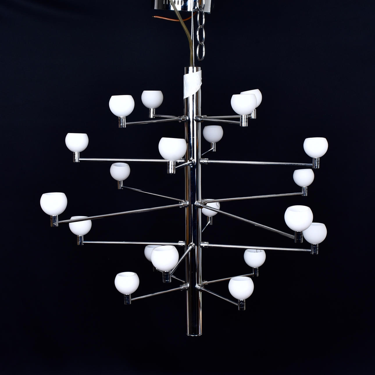 HERSTAL, ceiling luminaire, “Manola”, modern, chrome-plated frame, 20 light sources, dimmable.