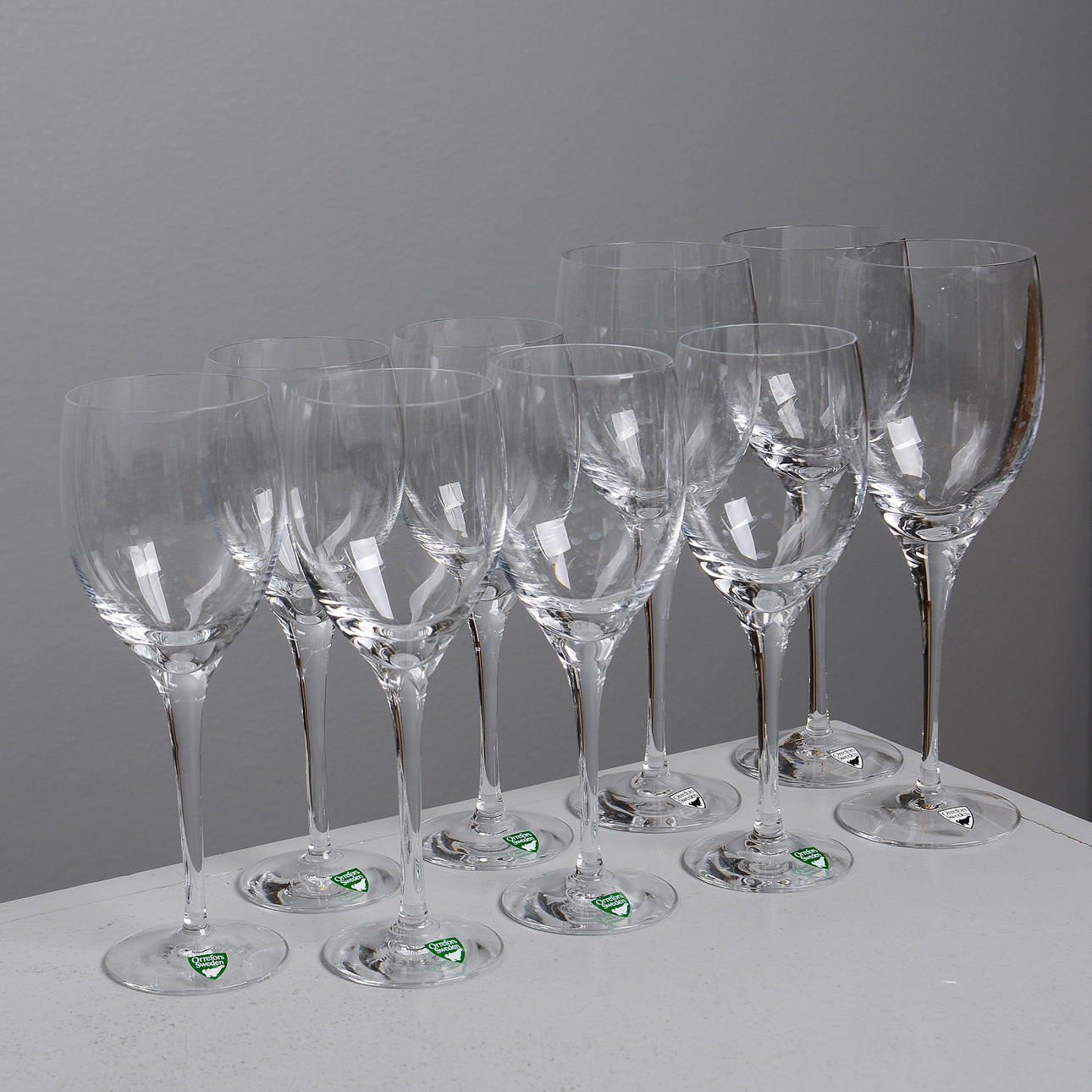 VINGLAS, 3+6 st, Orrefors.