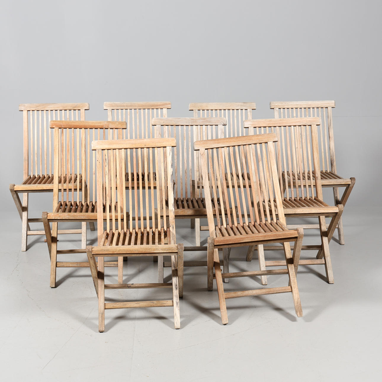 TRÄDGÅRDSSTOLAR, 9 stycken, trä, fällbara.