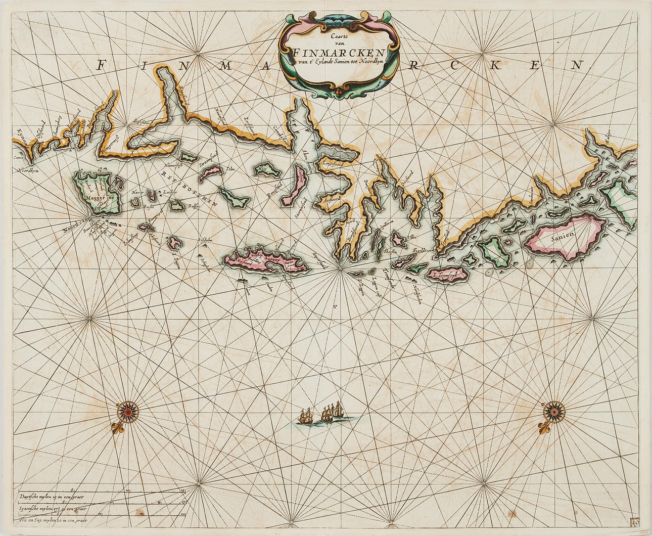 SKEMA OVER FINNMARKS KYST, NORGE, Caarte van Finmarcken van 't Eylandt ...