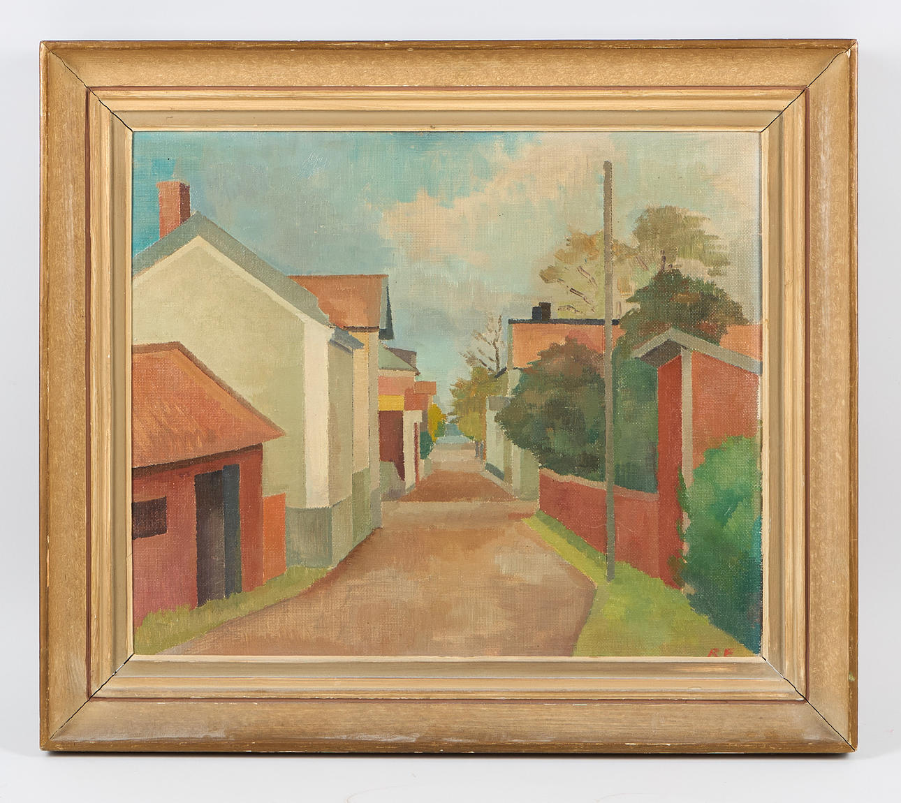 RAGNAR EKELUND. Street view, signed, oil on panel.