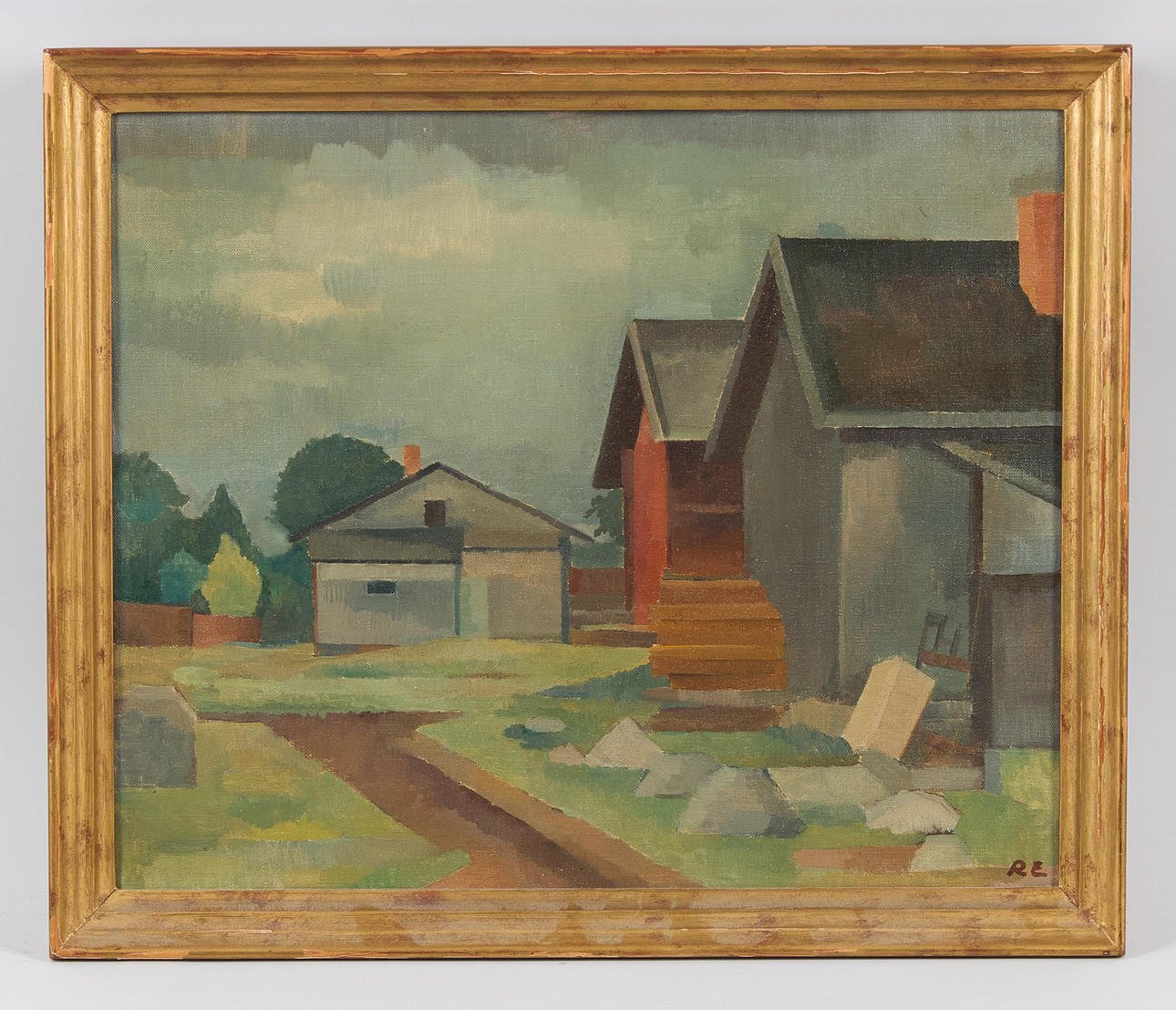 RAGNAR EKELUND. Haus im Dorf, signiert, Öl auf Leinwand.