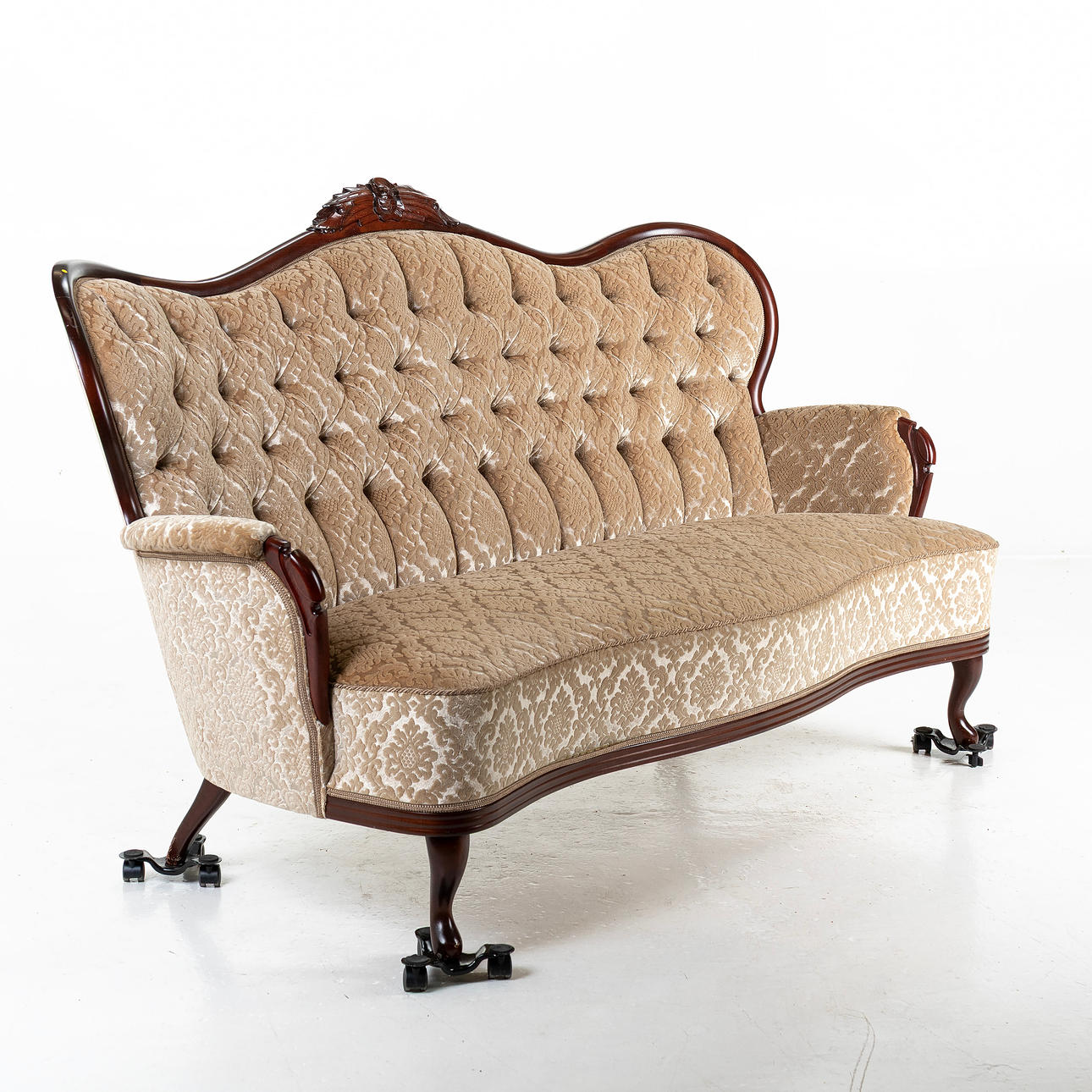 SOFA, deep stitched upholstery, rococo style.