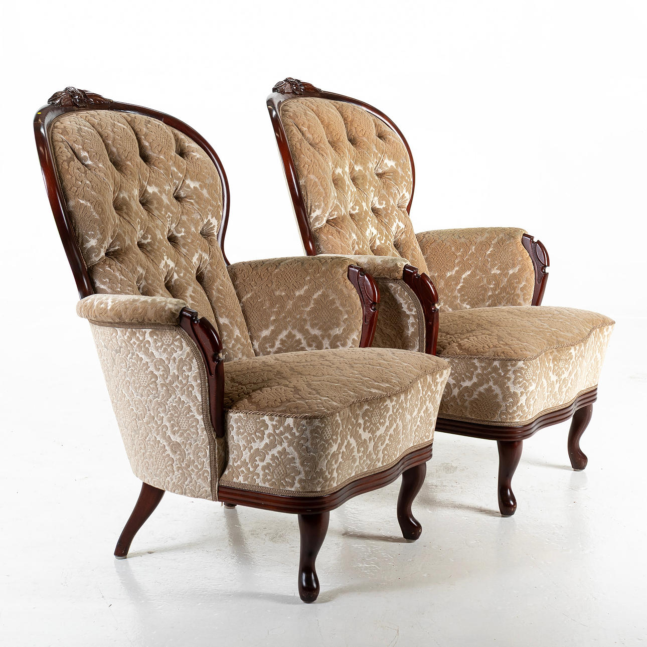 Armchairs, a pair, rococo style.