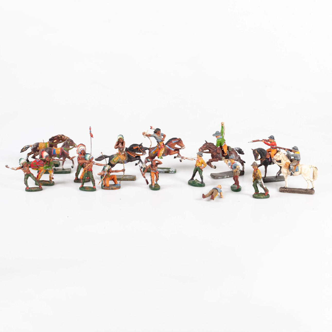 HAUSSER/ELASTOLIN, Wild West figurines, c. 1930s-40s.
