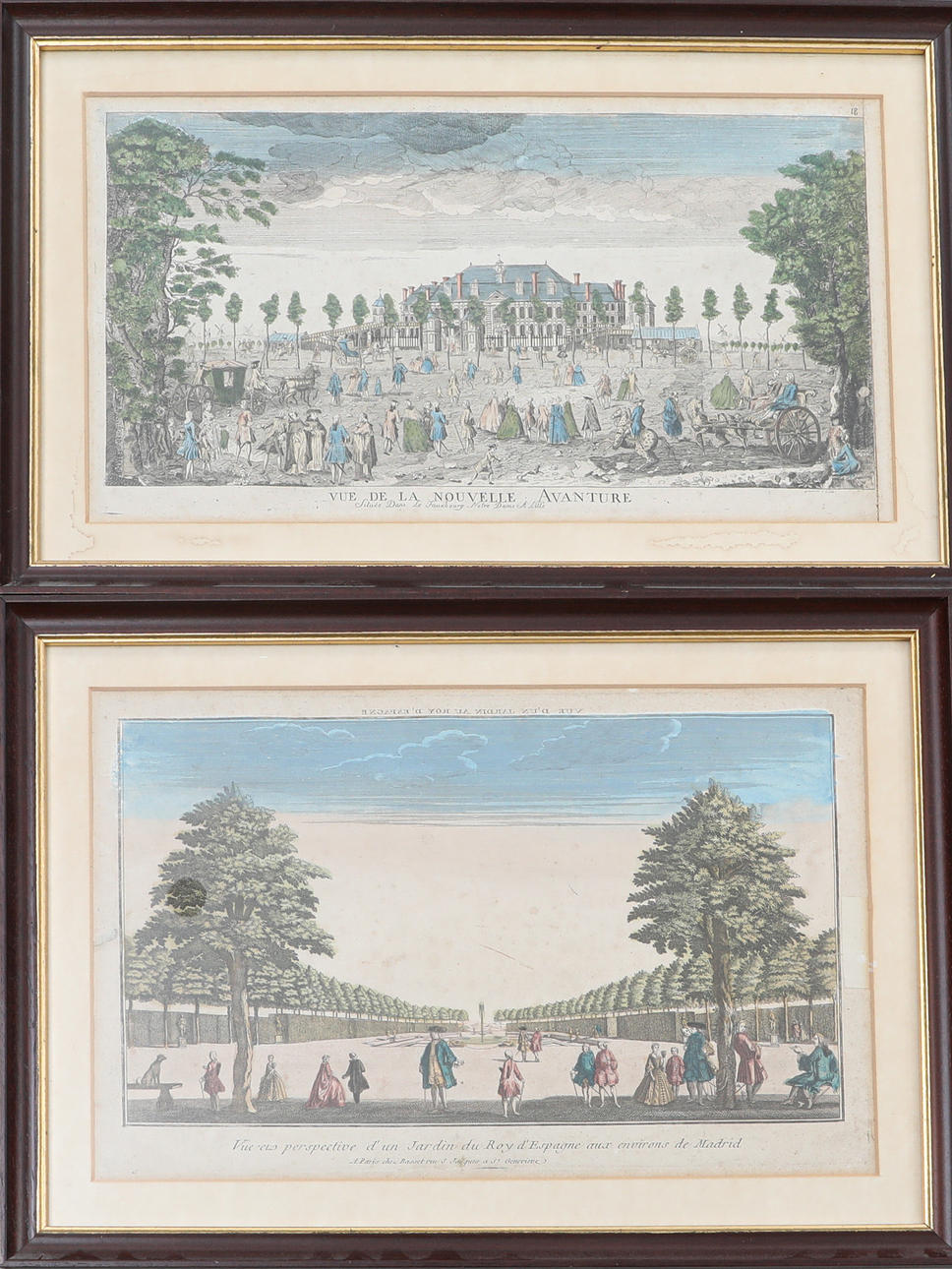 OIDENTIFIERAD KONSTNÄR. engravings,2 pieces, hand colored,19th century.