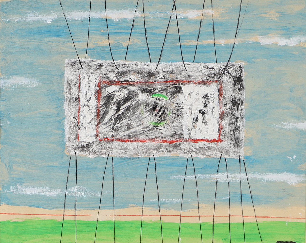 PAUL VALTER. Composition, mixed media, signed.