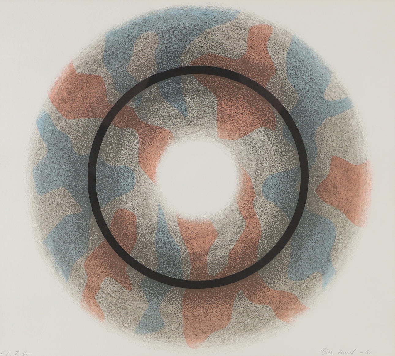 GÖSTA WESSEL. Composition, color lithography. signed -86.