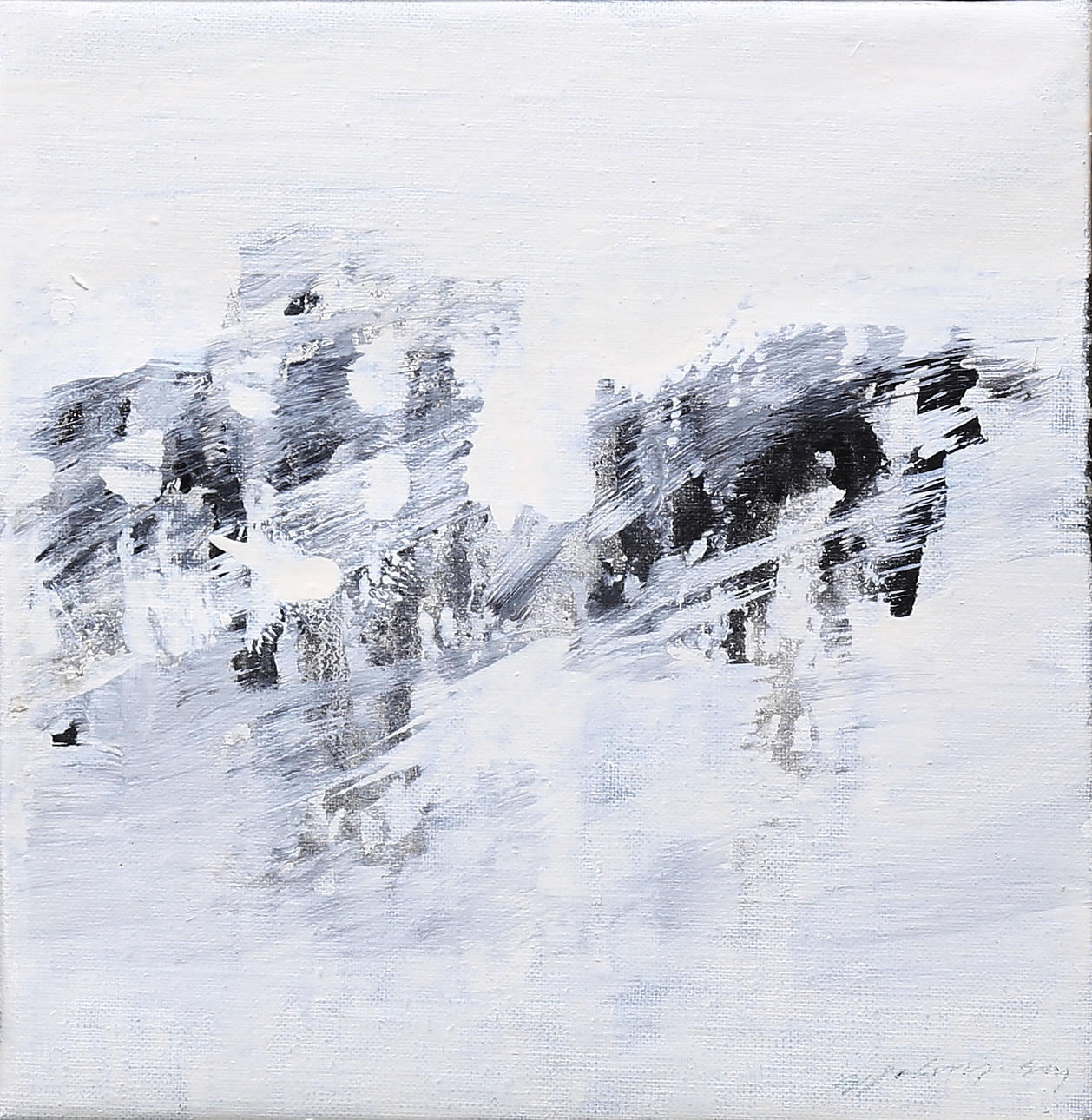 GUNNAR JOHANSSON. Oil on canvas, “Trees in snow haze”, signed.