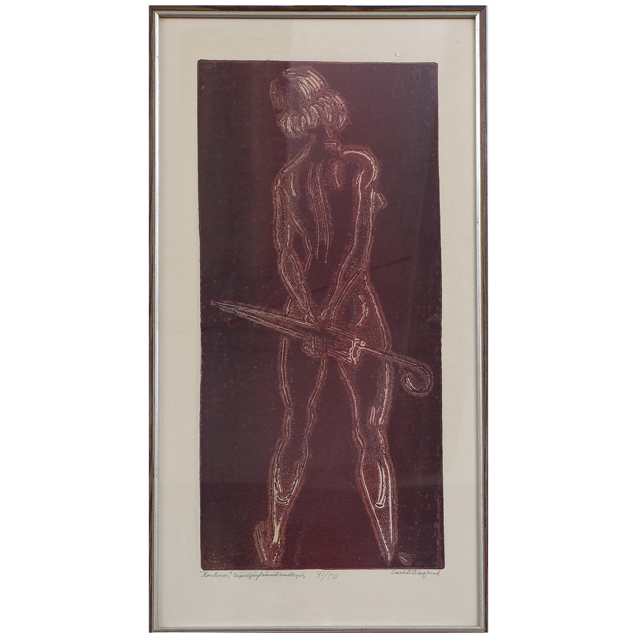 CARL B. BERGLUND. “CONTOURS” WOODCUT 41/50, SIGNED.