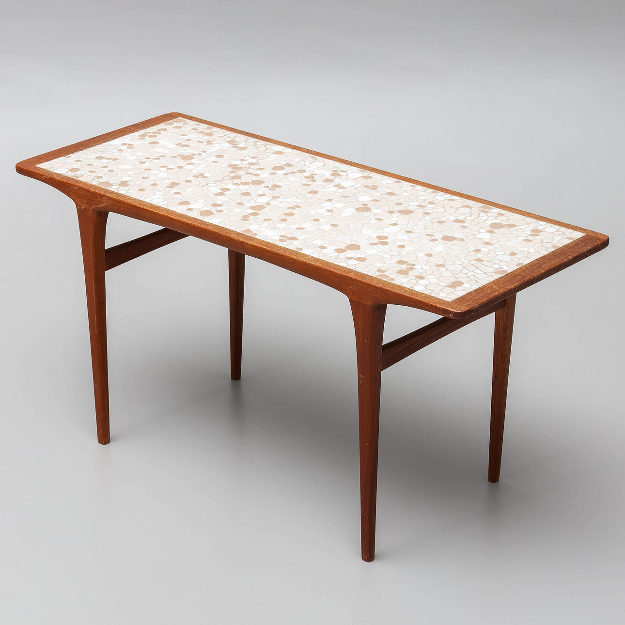 SOFFBORD, teak, mosaik, 1950/60-tal.