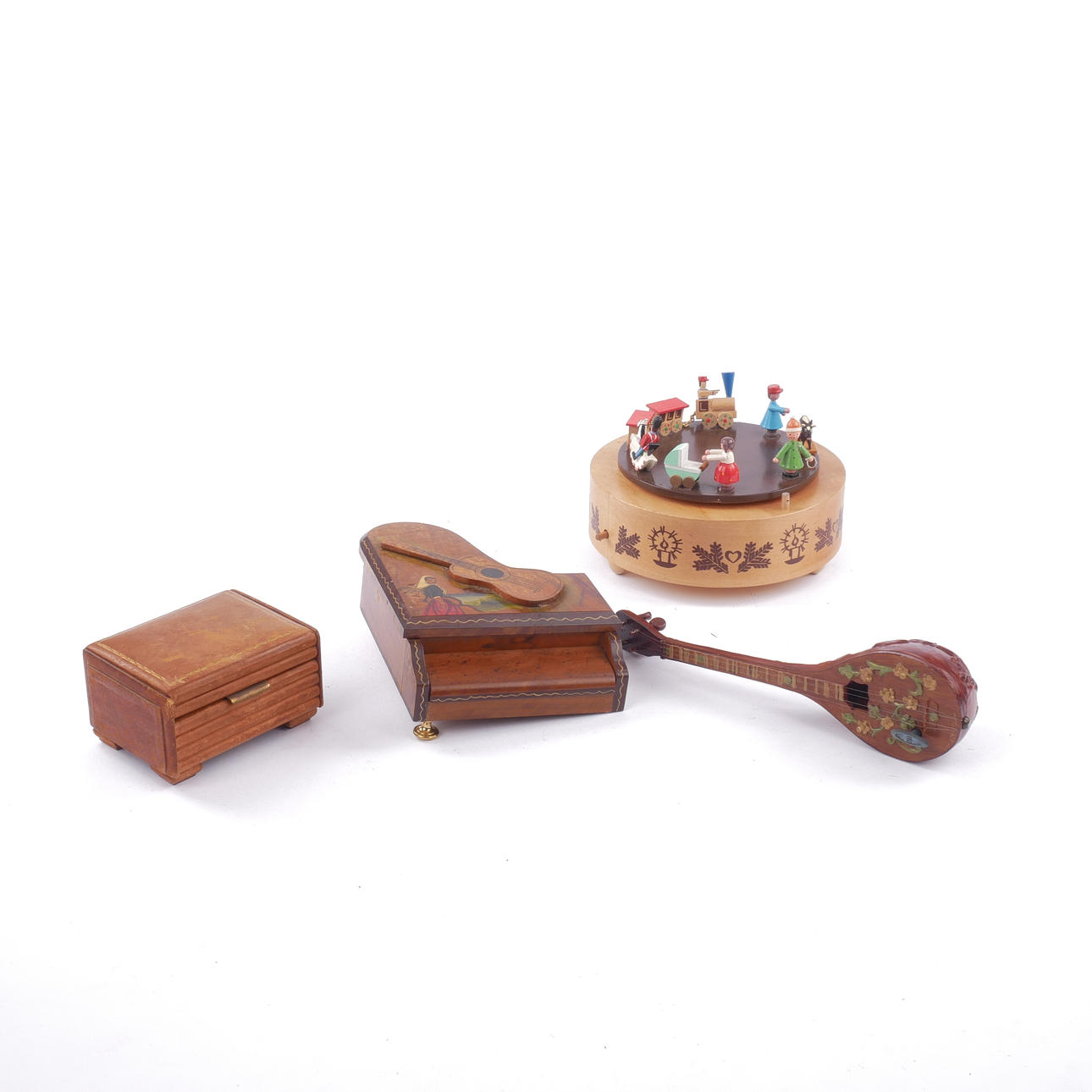 GAME BOXES, 4 pcs, wood and leather.