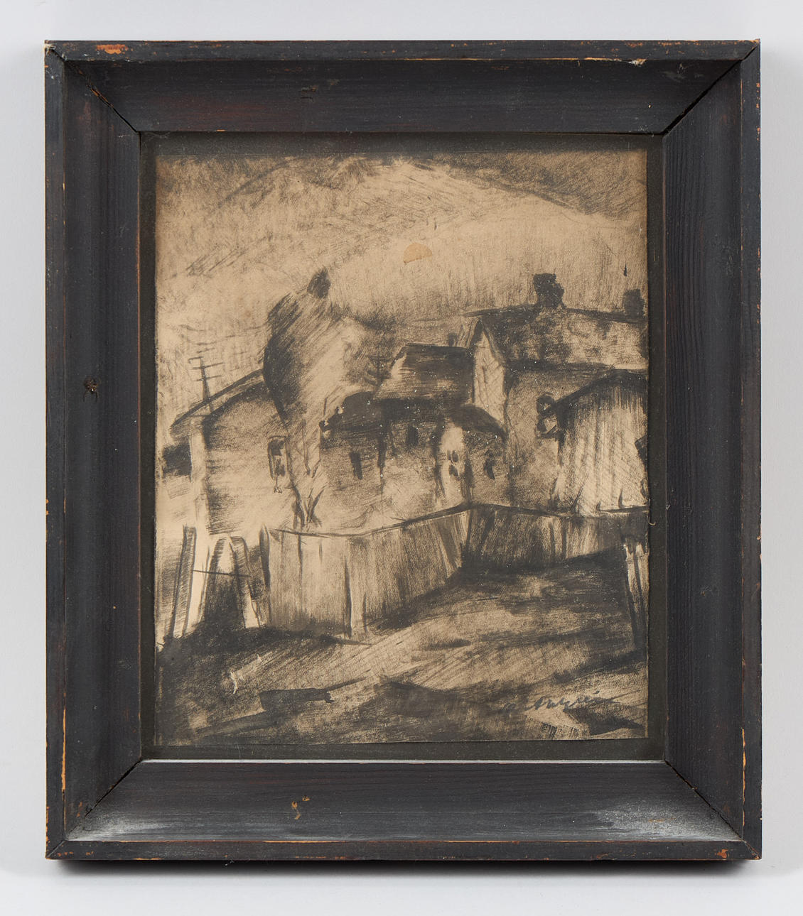 OLAVI AHLGREN. Dorf, signiert, Aquarell.