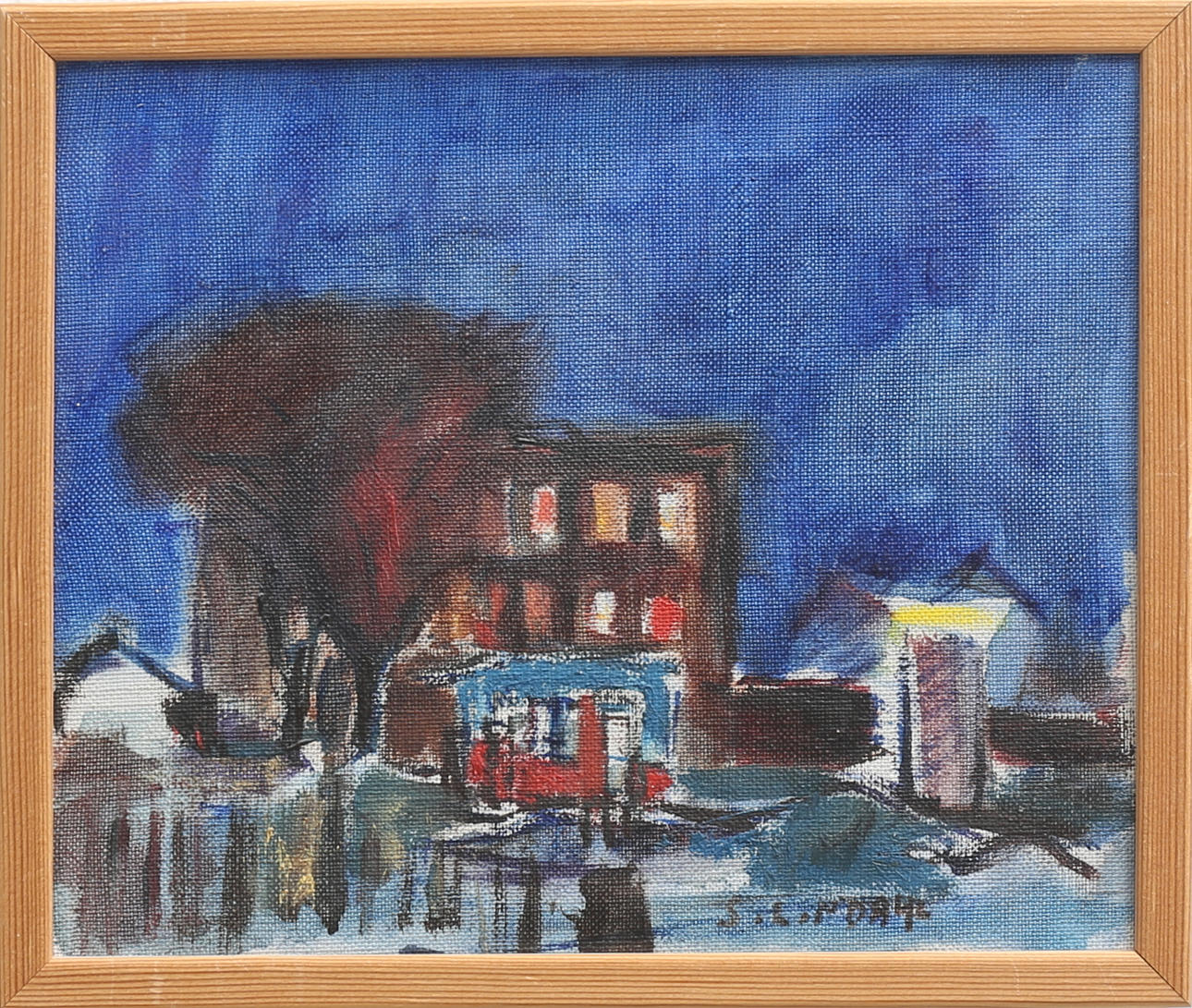 STEN LINDAHL. Oskarshamnsmotiv, olja på duk, signerad.