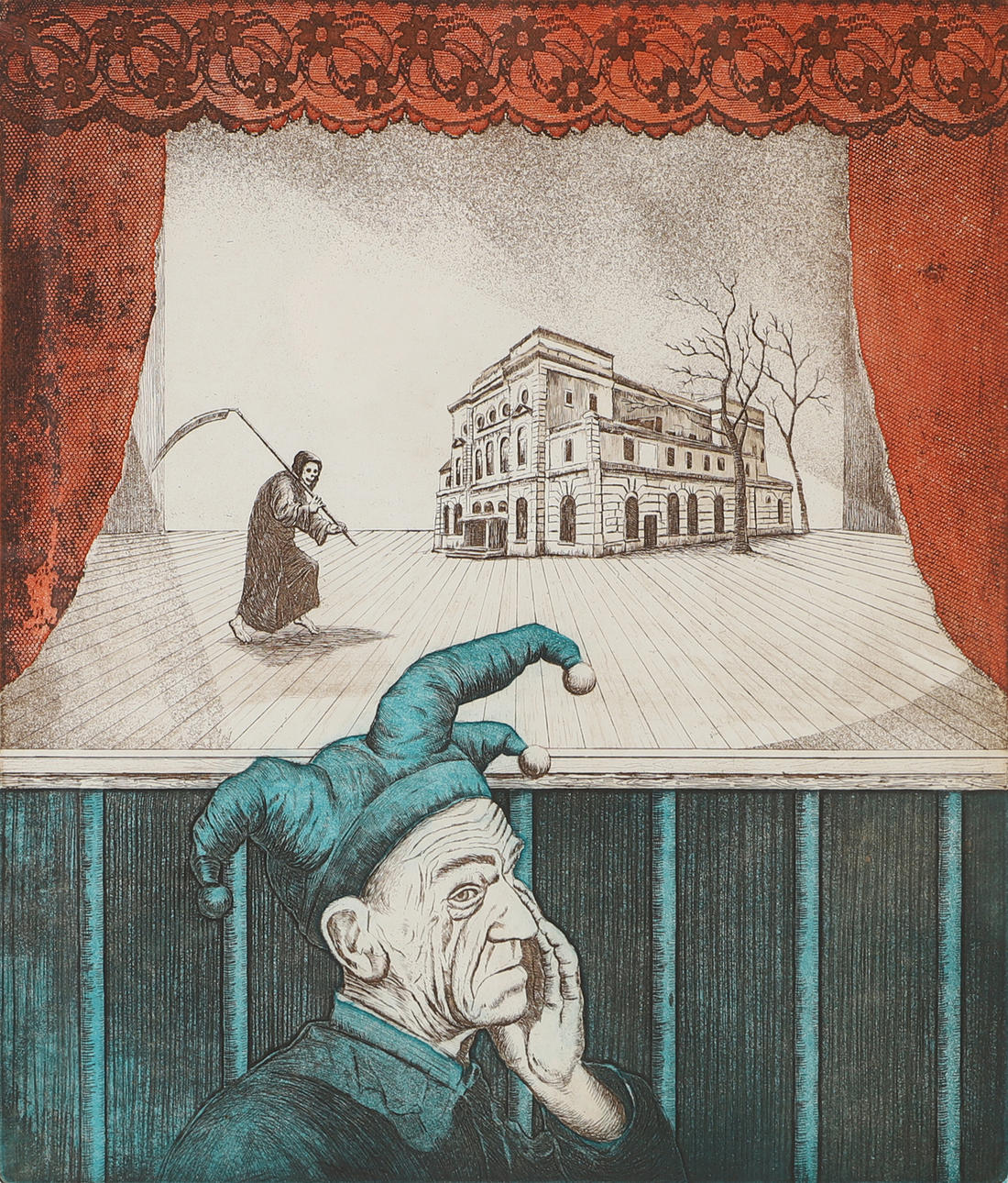 ULF EKLUND. “Last Act”, colour engraving, signed.