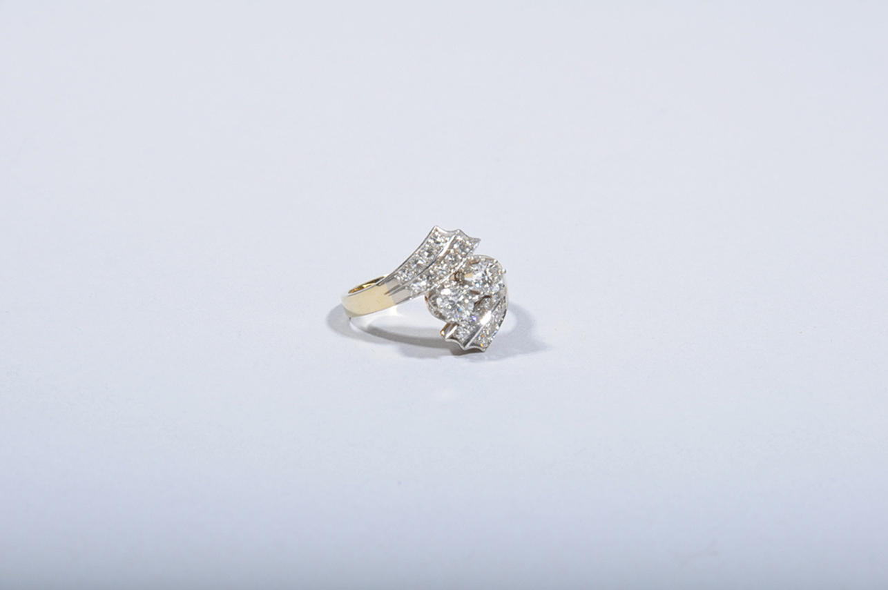 BRILLANT-RING. Bicolor 585er.