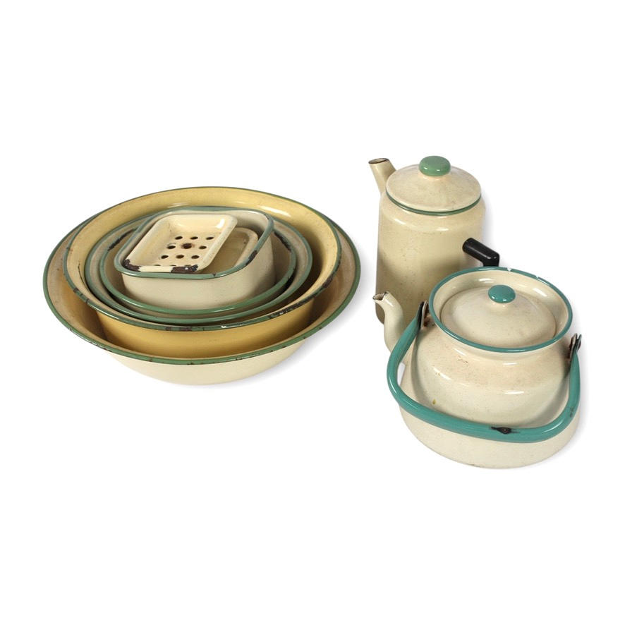 LOT OF ENAMEL OBJECTS, 10 pieces, etc.: Kockums.