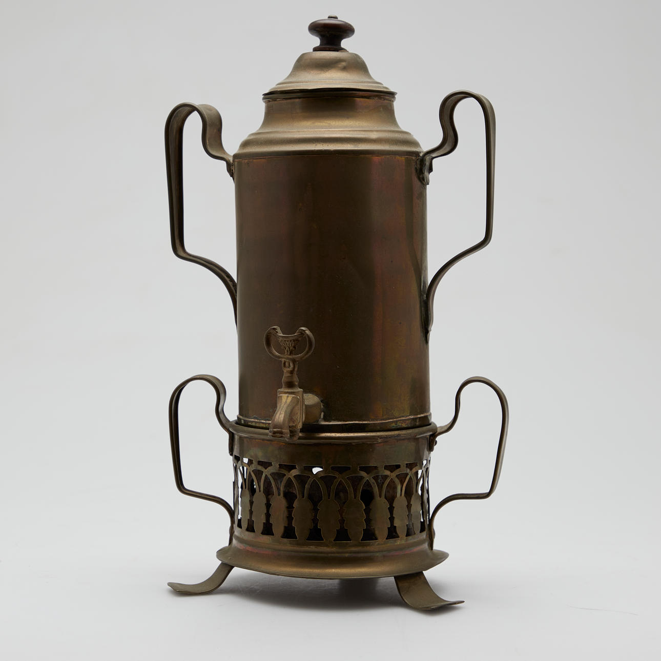 Samovar, kettle with warmer, brass.