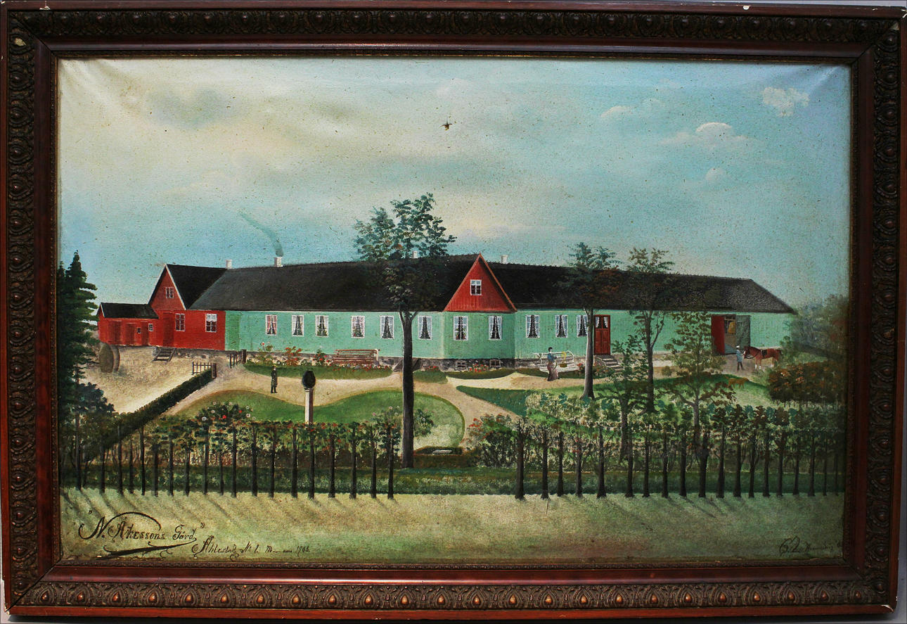 CARL LJUNGBERG. Gåramålning. "N Åkessons gård, Ahlstad No 1, 1909". Olja på duk. Signerad C Lj.