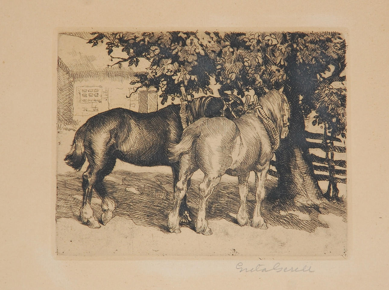 GRETA GERELL. 1898-1982, etsning signerad.