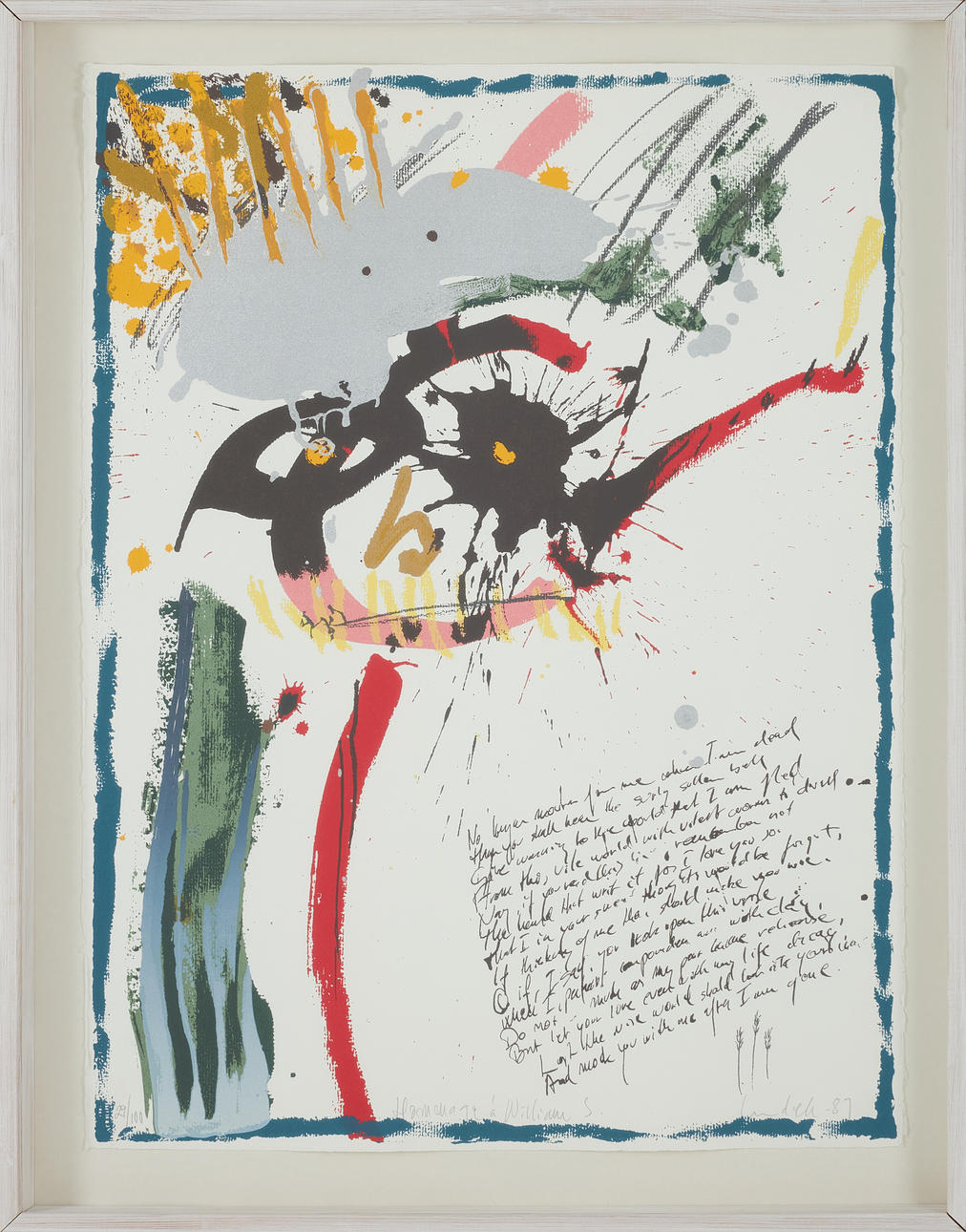 ULF LUNDELL. “Hommage á William S”, lithograph, numbered 29/100, signed and dated -87.