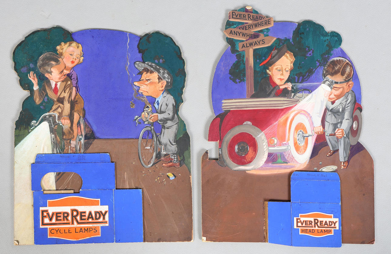 TWO HAND PAINTED EVER READY ADVERTISING SIGNS (2).