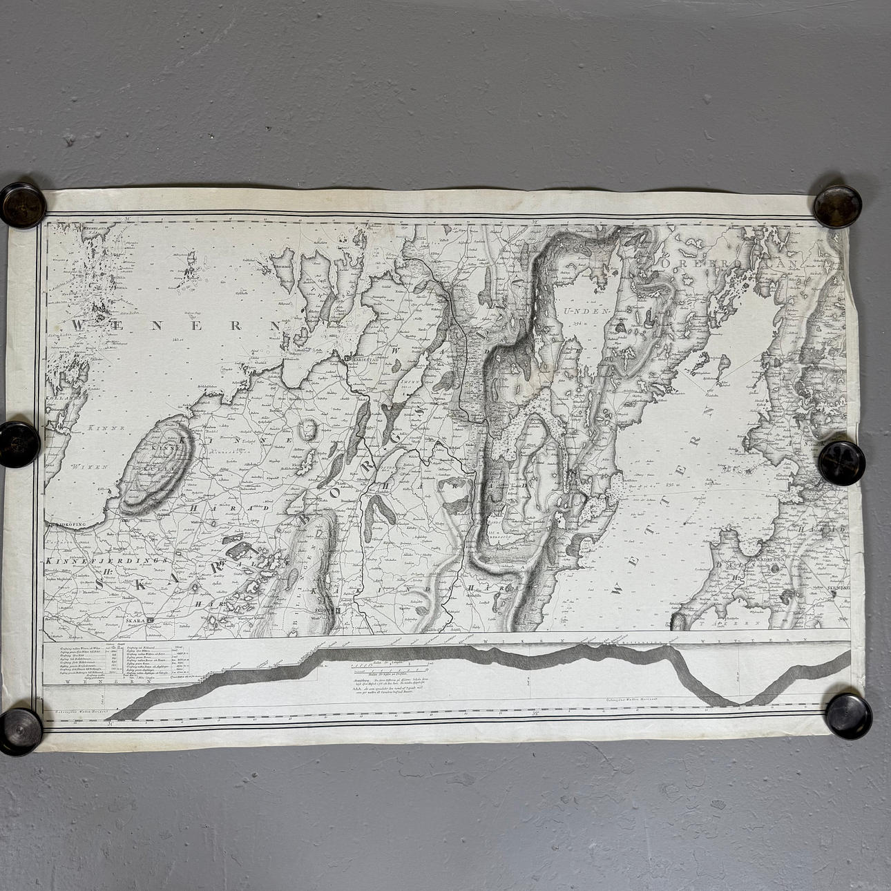 KARTA över Vänern och Vättern, 1800-tal.