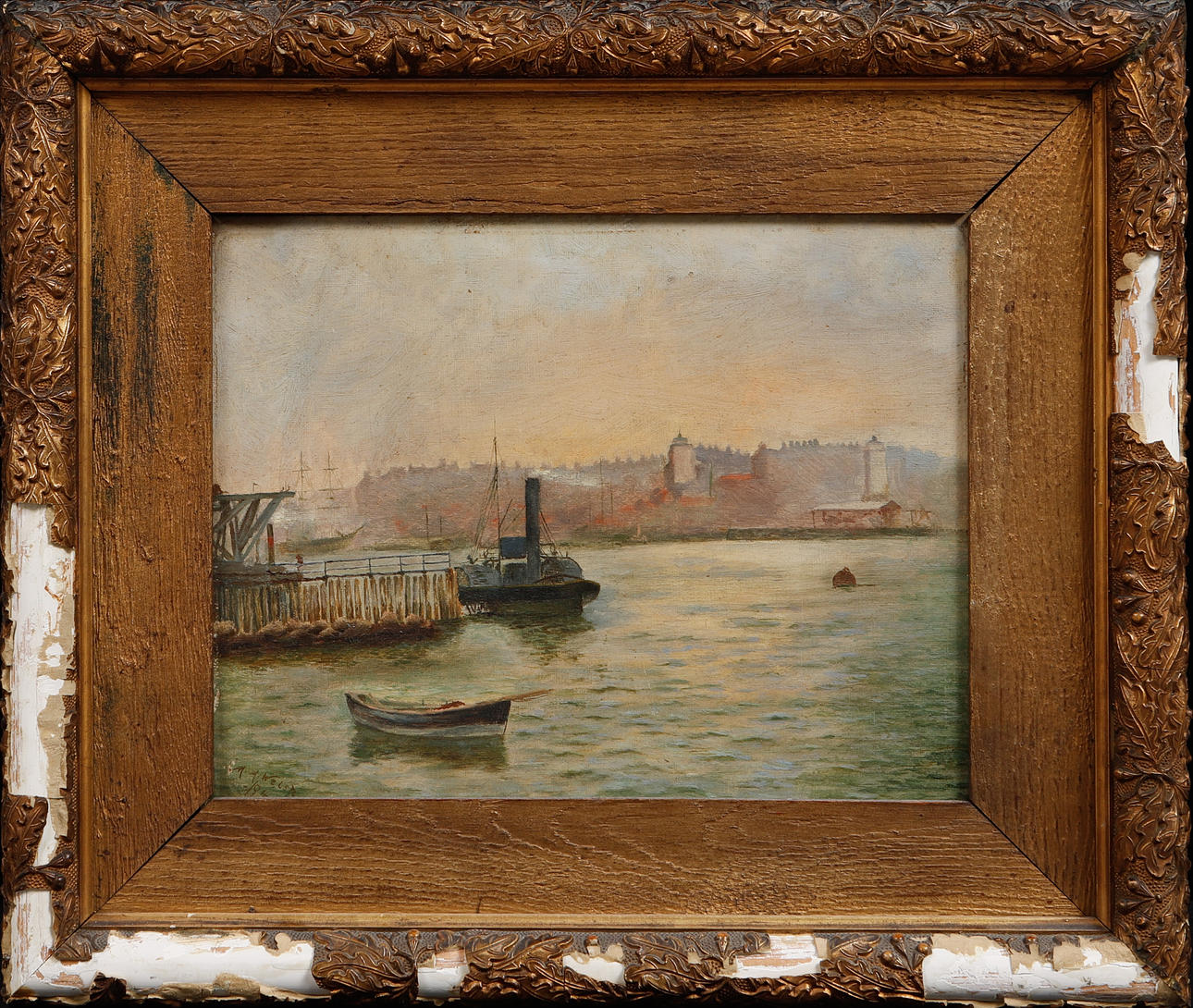 OIDENTIFIERAD KONSTNÄR. Harbour motif, oil on canvas, signed M.A Welsh, dated 94.