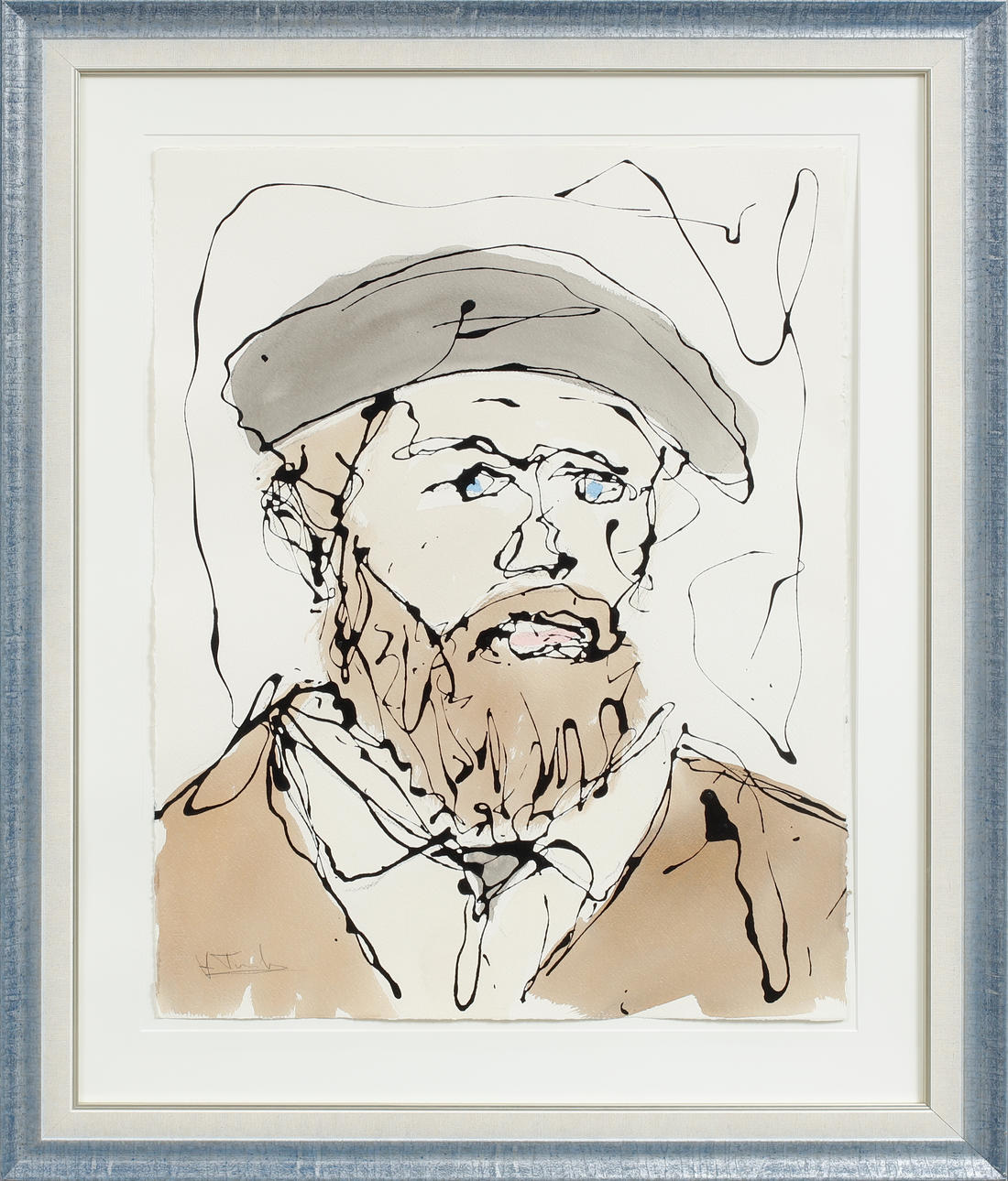 LARS TUNEBO. “Vincent”. Mixed media on paper, signed.