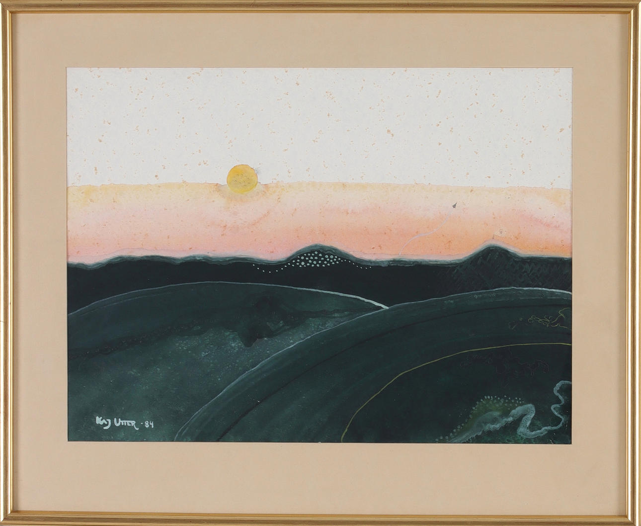 KAJ UTTER. Sunset, mixed media, signed and dated -84.
