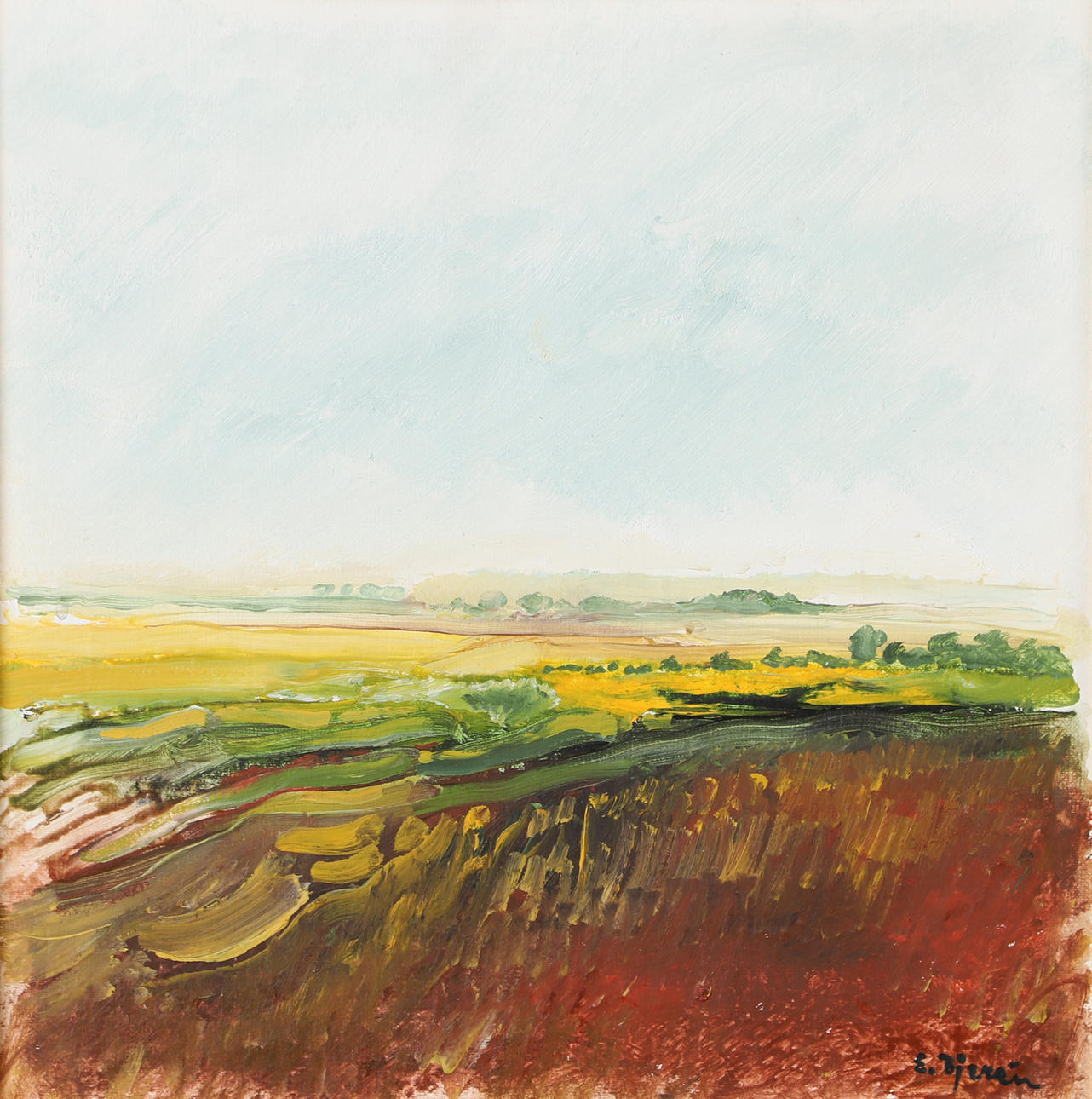 EKE BJERÉN. „Efterår“, olie på panel, signeret E. Bjerén.