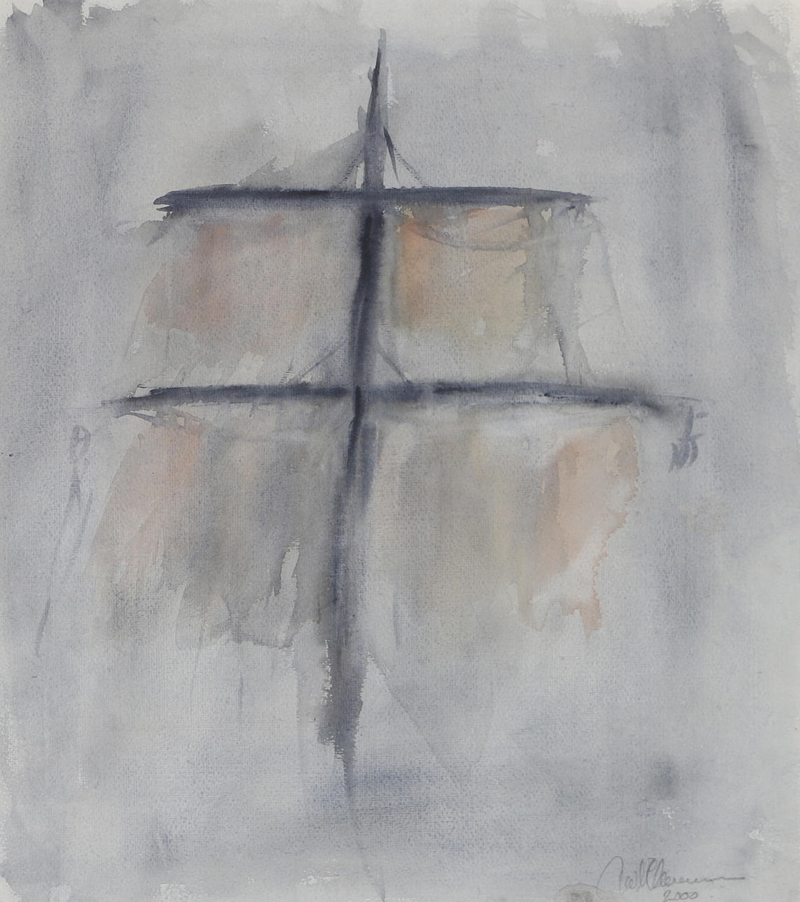 OIDENTIFIERAD KONSTNÄR. Sail, watercolor, indistinctly signed.