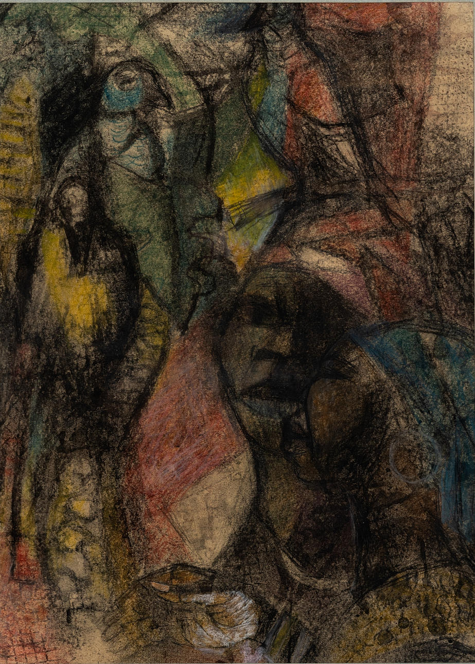 ATTRIBUTED TO WIM BOSMA. pastel on paper, Faces, unginned.