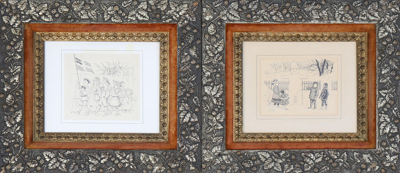 OKÄND KONSTNÄR. DRAWING, ink, 2 pcs.