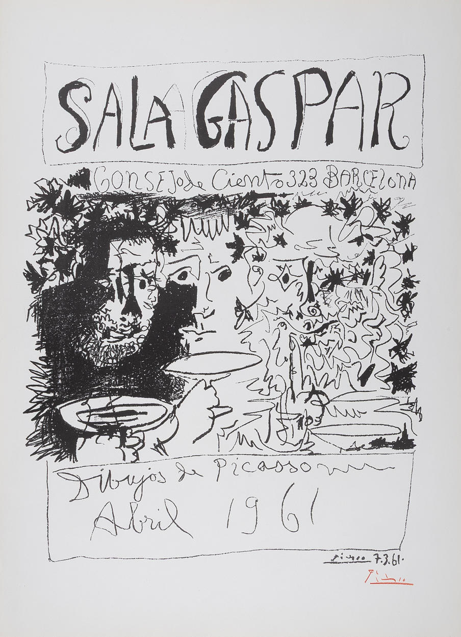 PABLO PICASSO. EFTER. Sala Gaspar, litografisk ark, uagret.
