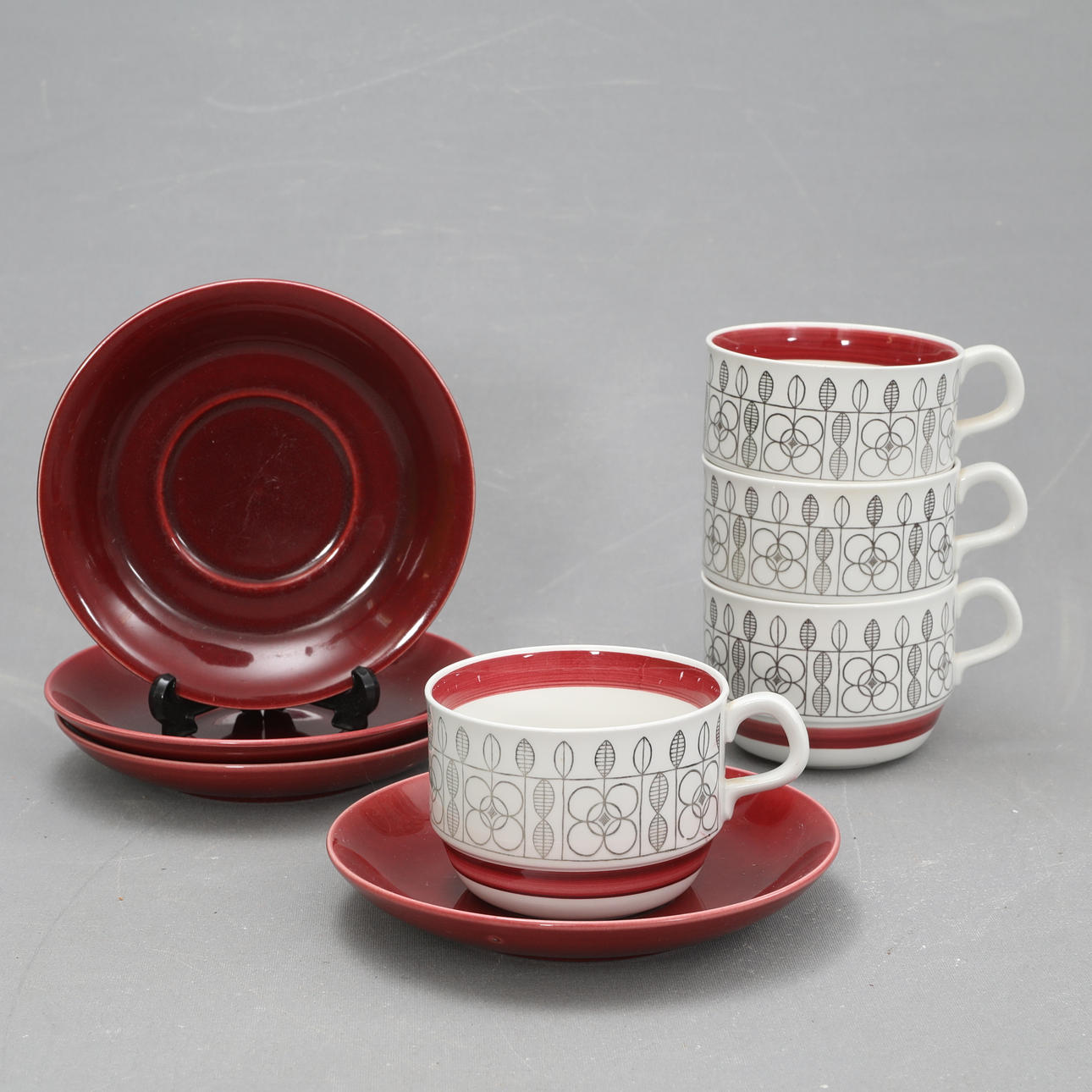TEACUPS with saucer, 4 pieces, flintware, "Ester “, Rörstrand.