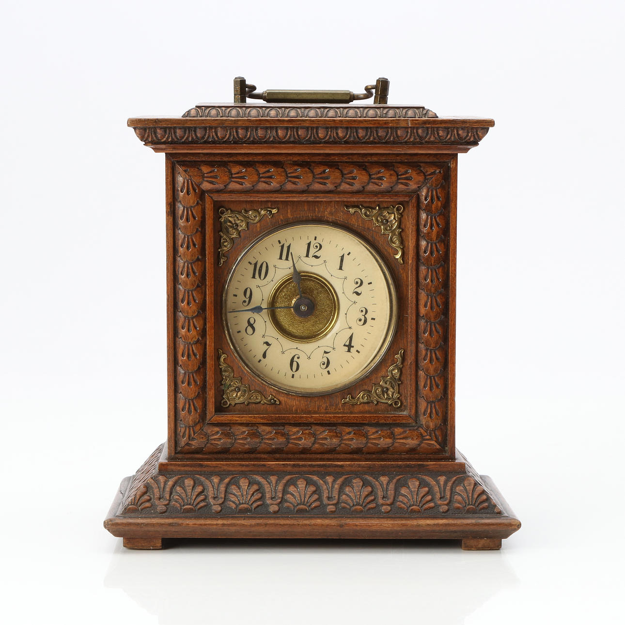 JUNGHANS, TABLE CLOCK. Stained wood. Around the year 1900.