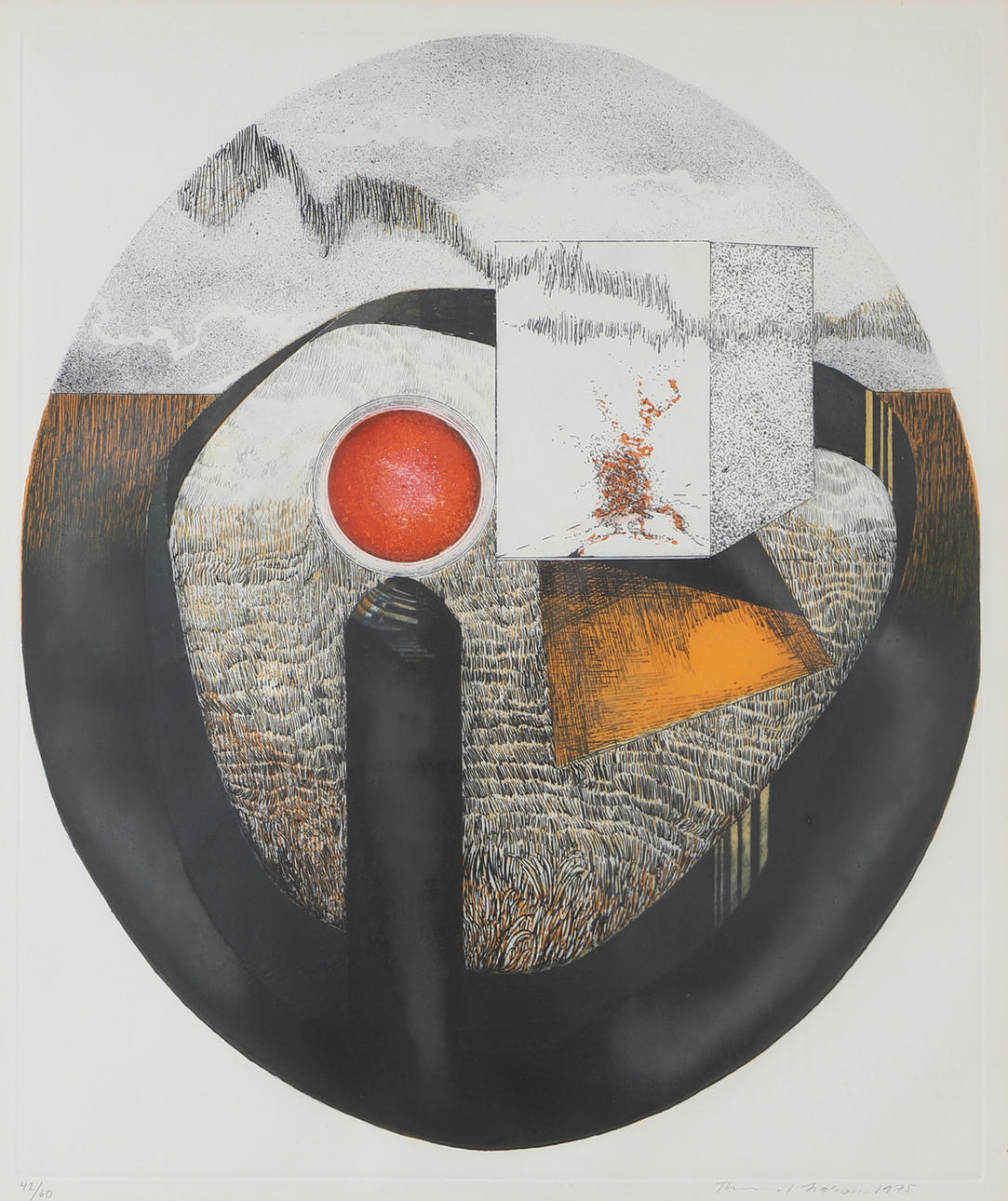 THORMOD LARSEN. Composition, etching, signed 1975.