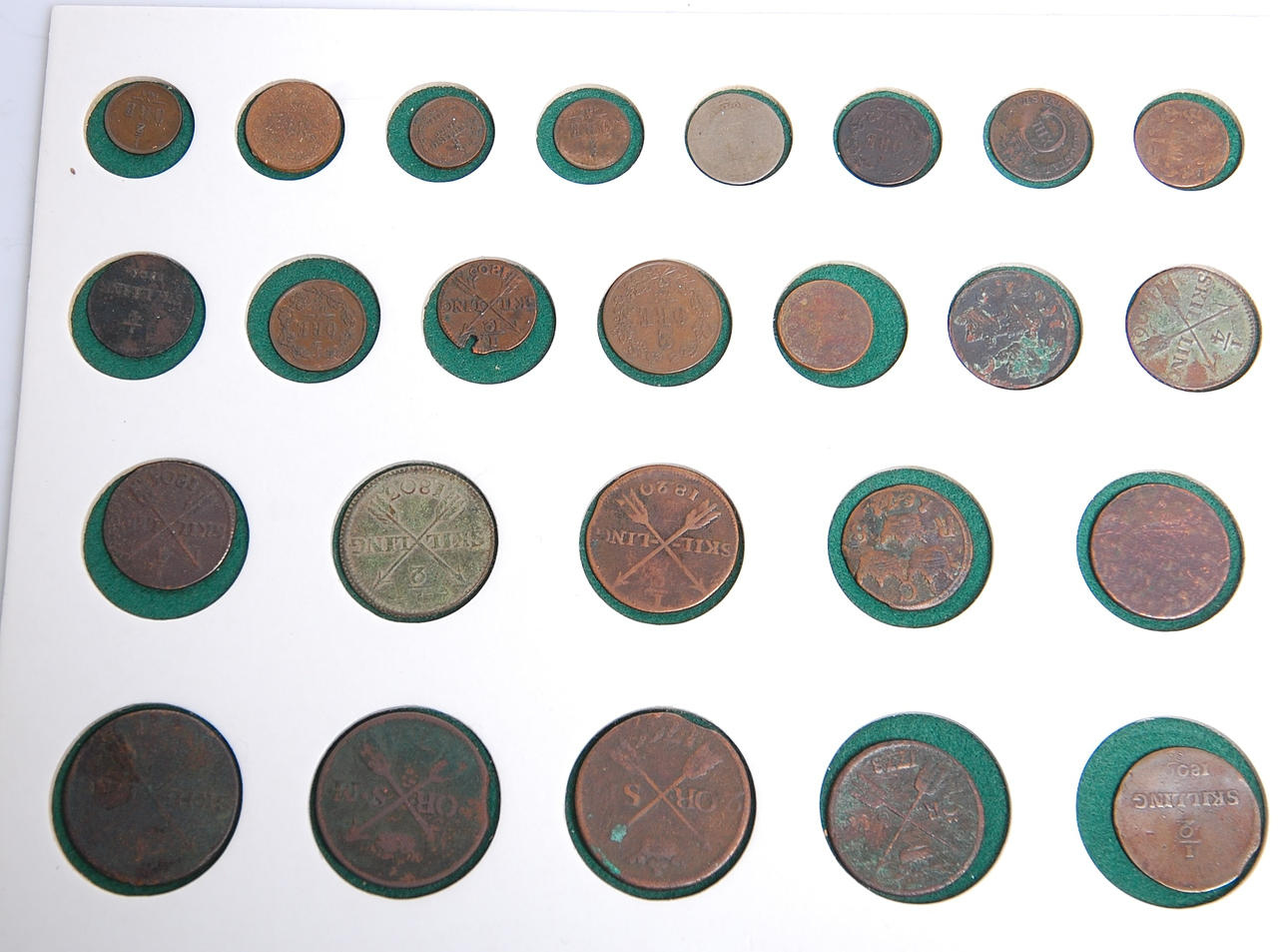 MYNT, 25 st svenska, 1600-1800-tal.