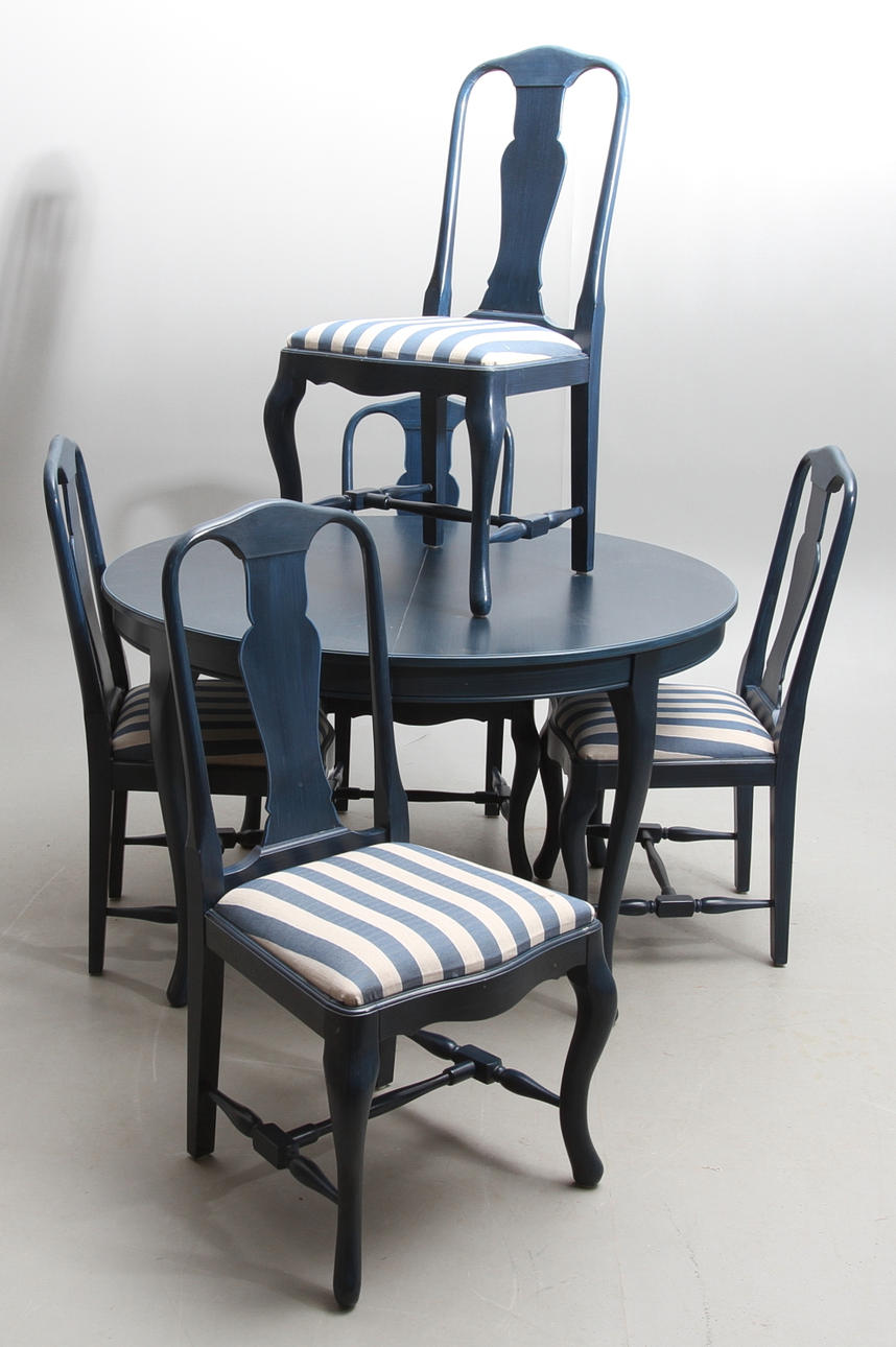 MATSALSGRUPP, 6 delar, rokokostil, Gamla Sverige, Åmells möbler.